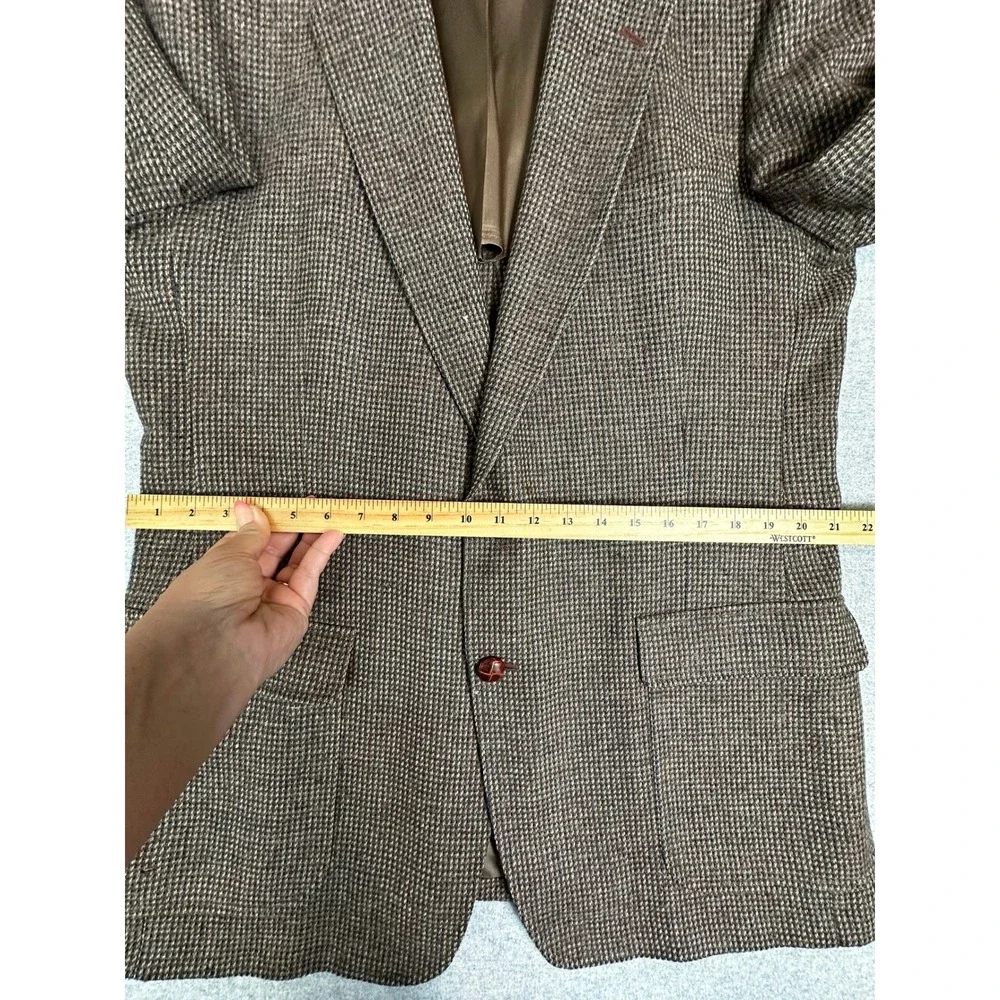 Vintage Arnie Tweed Blazer Mens 46XT Brown Houndstooth Woven Button Sport Coat
